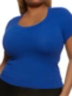 eye candy ribbed Short Sleeve Top in Royal Blue